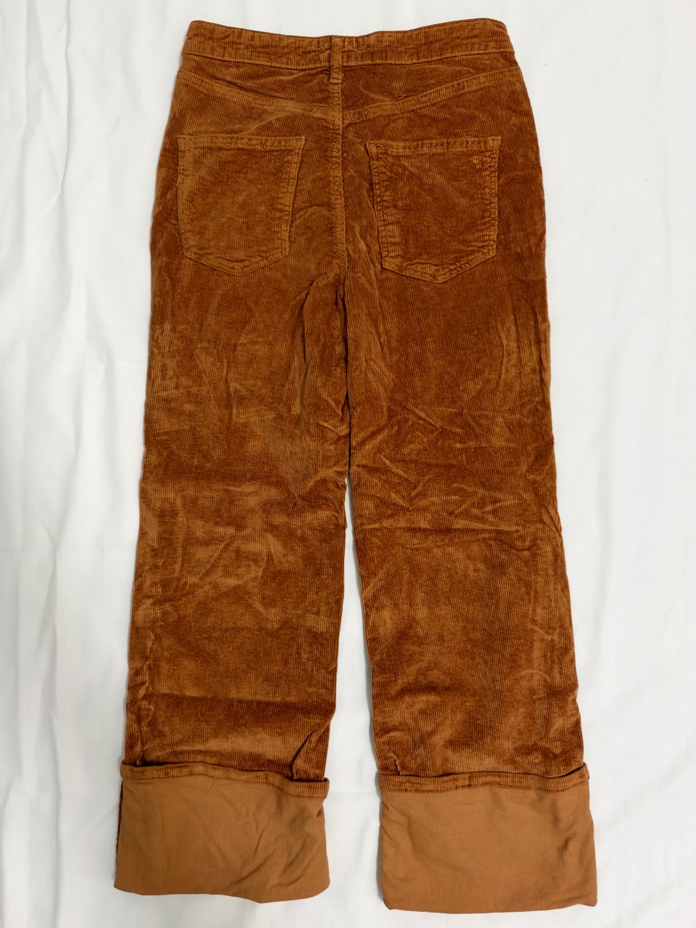 Anthro Pilcro Scotty Cuffed Corduroy High Rise Straight Jean Rust Brown Sz 28 - Picture 4 of 7
